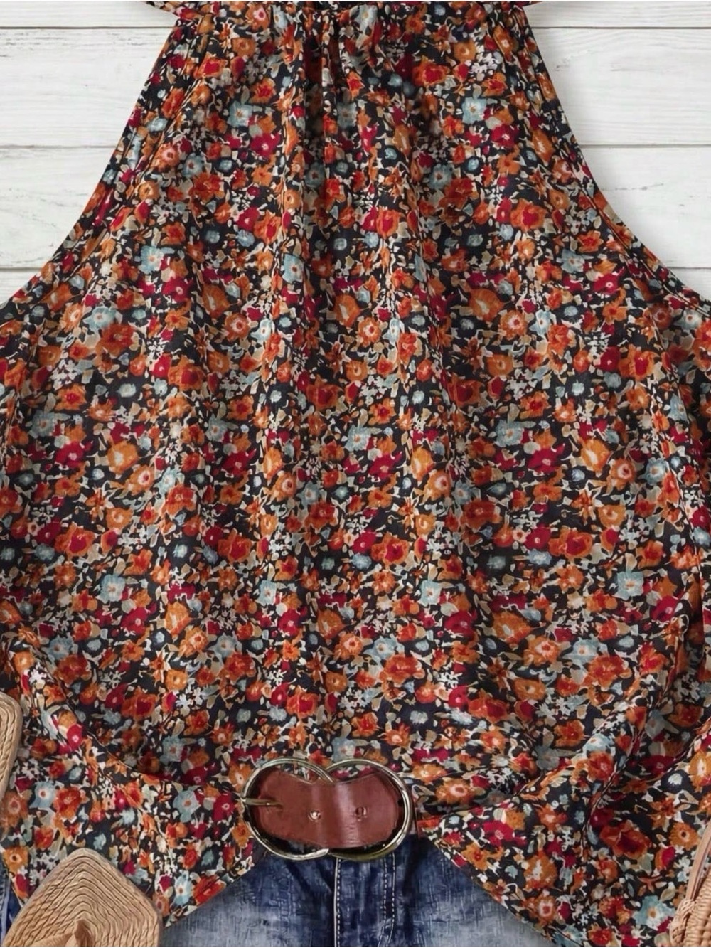 135. BOHO FLORAL HALTER TOP